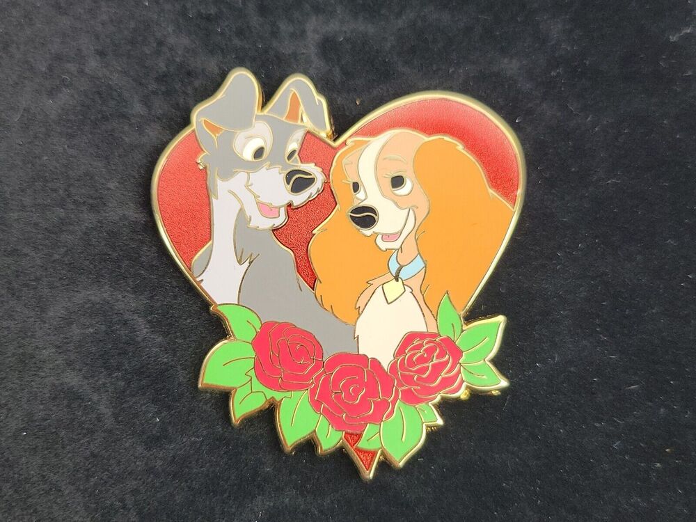 Disney Lady and the Tramp Pin Valentines Heart Roses Limited Ed 250 Rare 2009